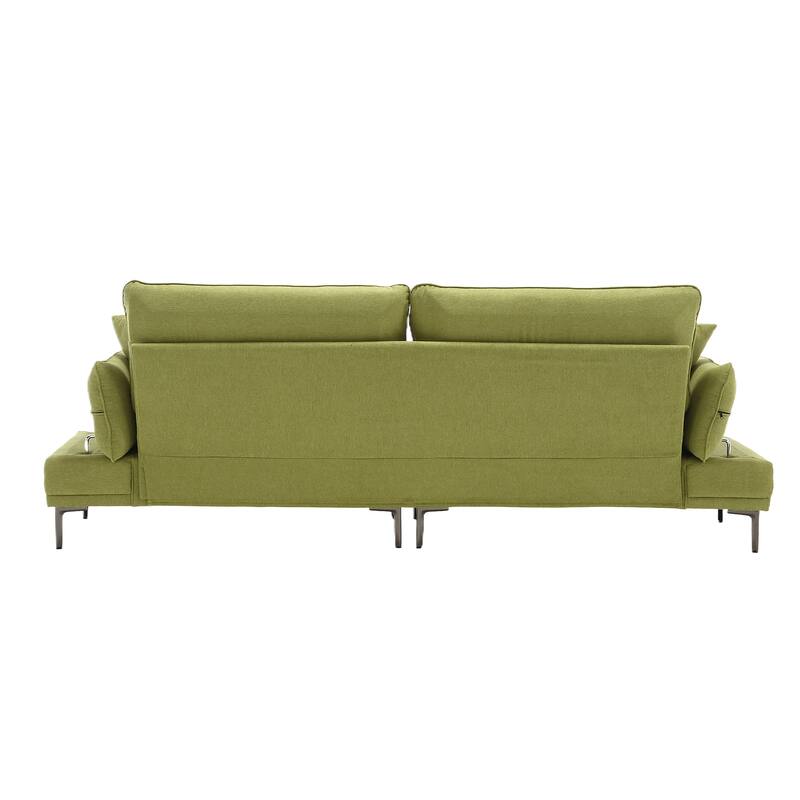 Modern upholstered loveseat couches with metal feet - N/A