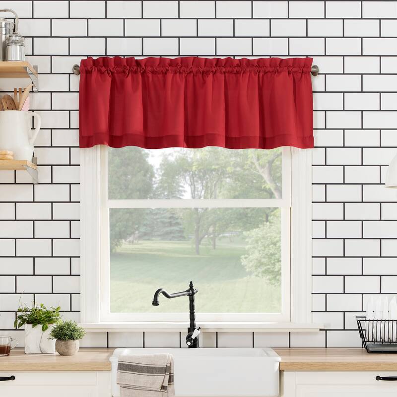 No. 918 Martine Microfiber Semi-Sheer Rod Pocket Kitchen Curtain Valance and Tiers Set