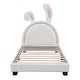 preview thumbnail 30 of 43, Modern Upholstered Leather Platform Bed, with Rabbit Ornament and Leather Headboard