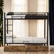 preview thumbnail 1 of 14, Twin Over Twin Metal Frame Kid'S Bunk Bed With 2 Drawers Black