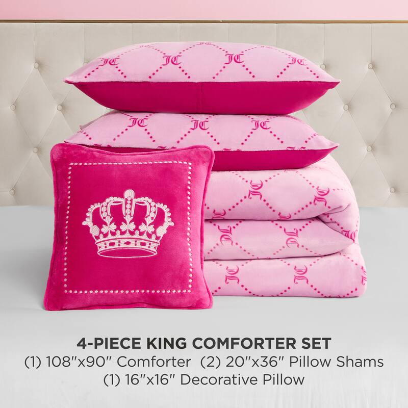 Juicy Couture Plush Trellis Link Reversible Comforter Sets