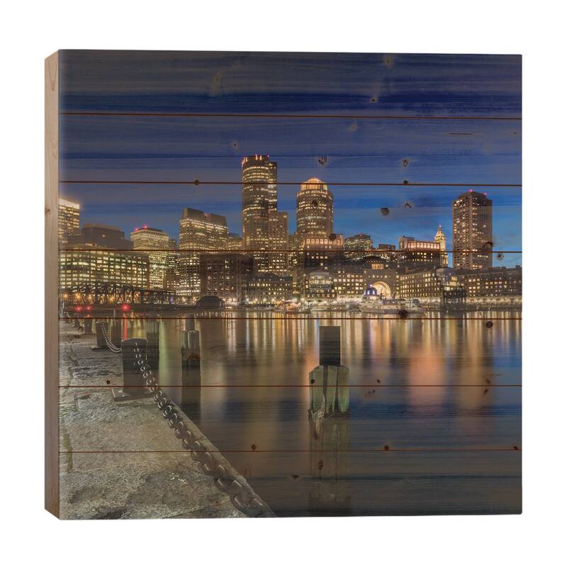 Boston Fan Pier Park View Print On Wood by Melanie Viola - Multi-Color - 26x26x1.5