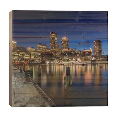 Boston Fan Pier Park View Print On Wood by Melanie Viola - Multi-Color