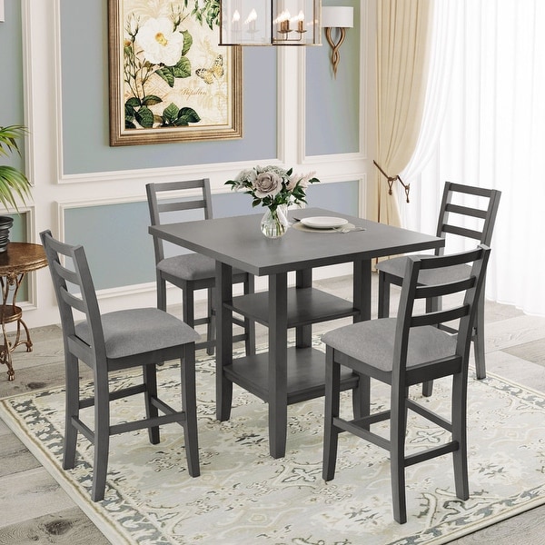 Counter height dining shop set with storage