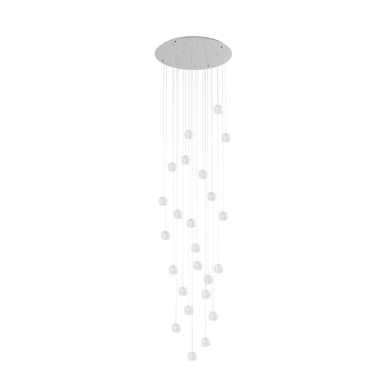 Modern Crystal Ball Long Raindrop Chandelier for Entrance Foyer Staircase