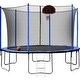 preview thumbnail 8 of 18, 12Ft Trampoline with Basketball Hoop Inflator and Ladder, Kids Family Recreational Trampoline for Backyard 8-11 Years