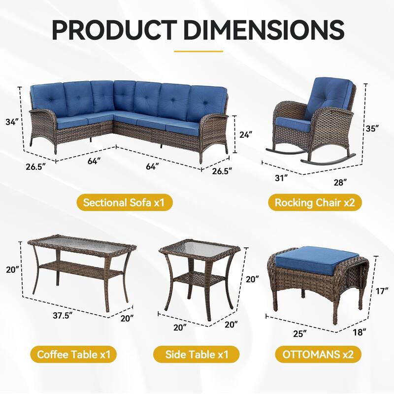 Outdoor Sectional Sofa with Chair Funiture Set