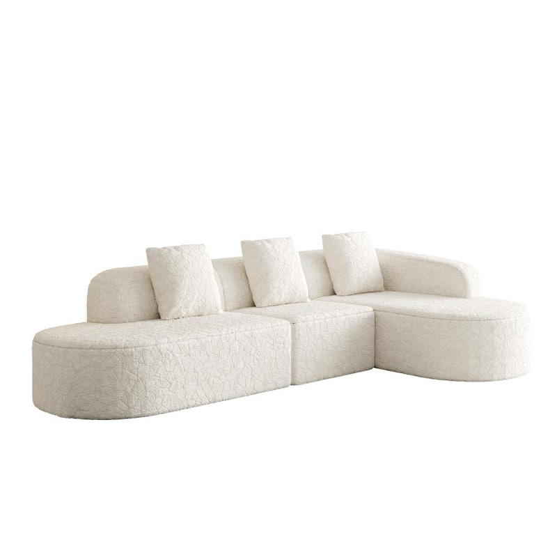 111.8" Modern L-shaped Curved Modular Sofa with Three Pillows