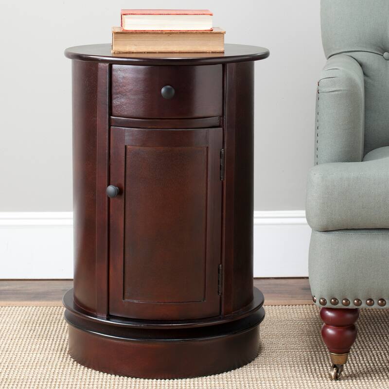 SAFAVIEH Celestia Grey Swivel Storage Accent Table - 18Wx18Dx26H - Dark Cherry