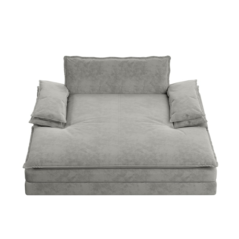 80" Oversized Double Chaise Lounge Chair, Modern Chenille Upholstered Lounge Chair with Wide Armrests, Stylish Living Room Chair