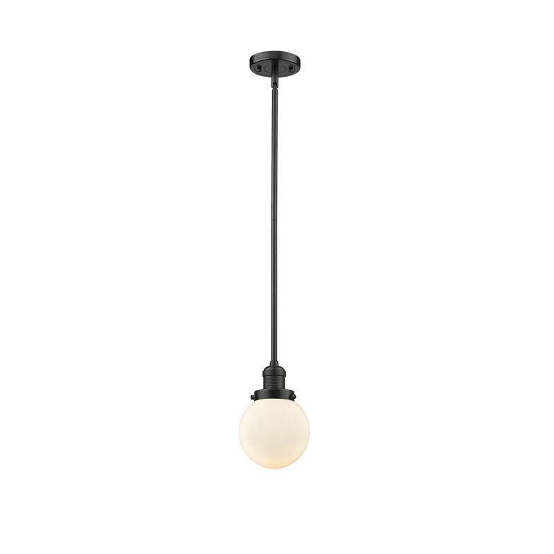 Innovations Lighting Franklin Restoration Beacon 1 Light 6" Stem Hung Mini Pendant - Oil Rubbed Bronze/Matte White