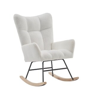 Rocking Chair with Teddy Fabric Upholstered - Bed Bath & Beyond - 39881492