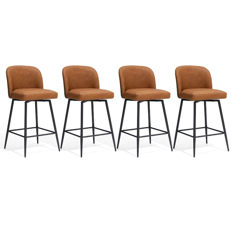 26.77" Counter Height Swivel Bar Stools with Backs and Metal Legs