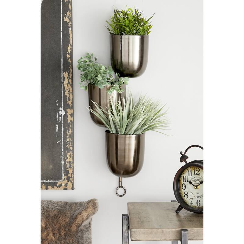 Metal Indoor Outdoor Layered Indoor Outdoor Wall Planter - Gold, Silver, Black, White - Roche River Decor