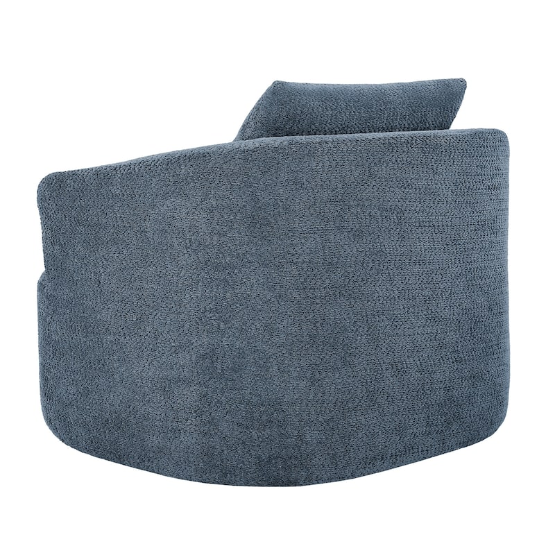 Upholstered Swivel Barrel Chair with Pillow