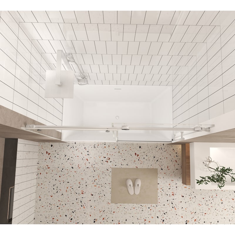 60 "W x 60" H Frameless Shower Door with Stainless Steel Handle - 60'' x 0.31'' x 60''