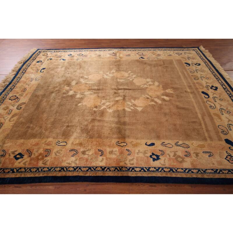 Brown Gabbeh Oriental Area Rug Handmade Wool Carpet - 7'5"x 9'2"