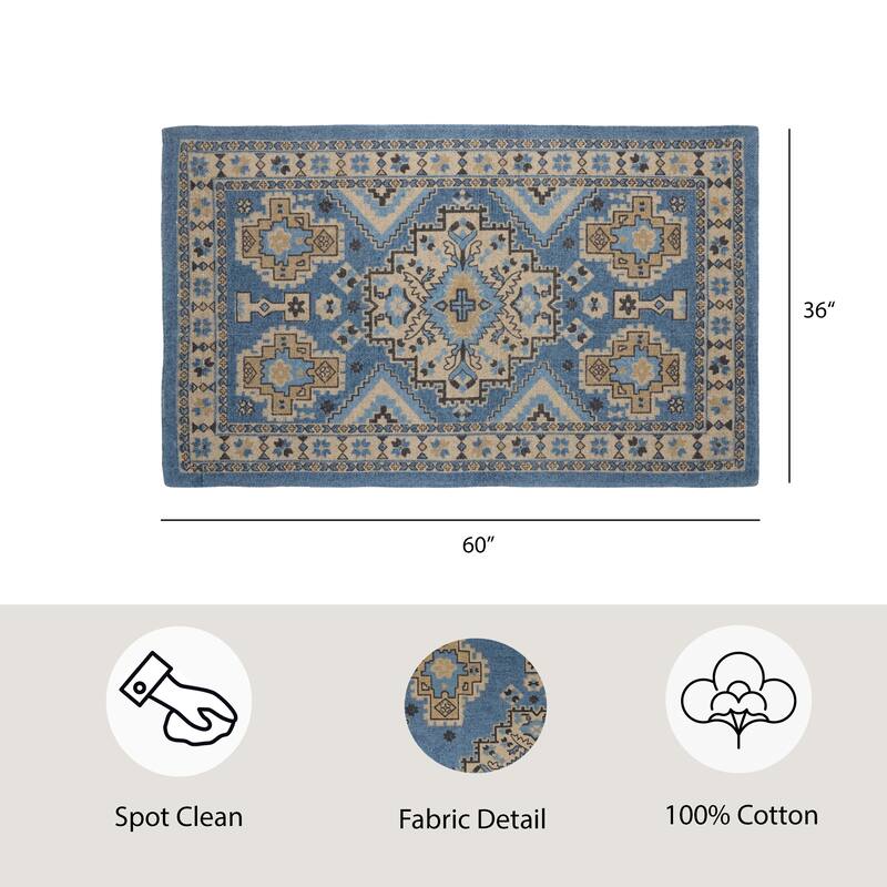 French Connection Stonewash Printed Cotton Halyn Ink Accent Rug - 36" x 60"