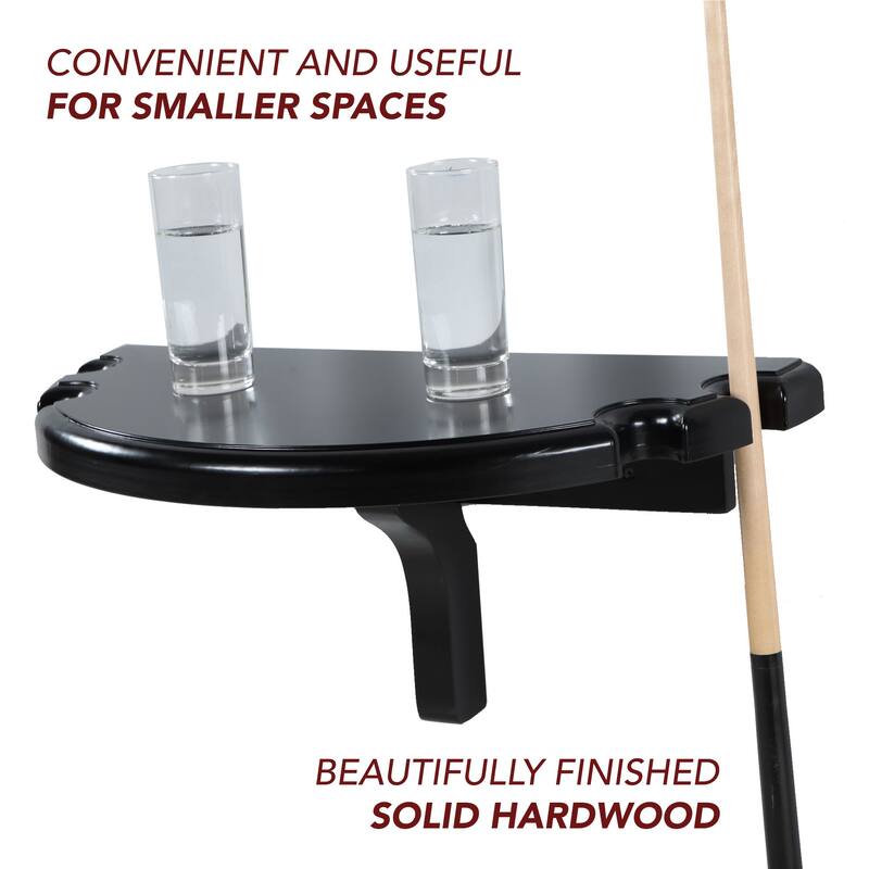 Hathaway Wall-Mounted Game Room Pub Table with Billiard Pool Cue Rests - Black Finish