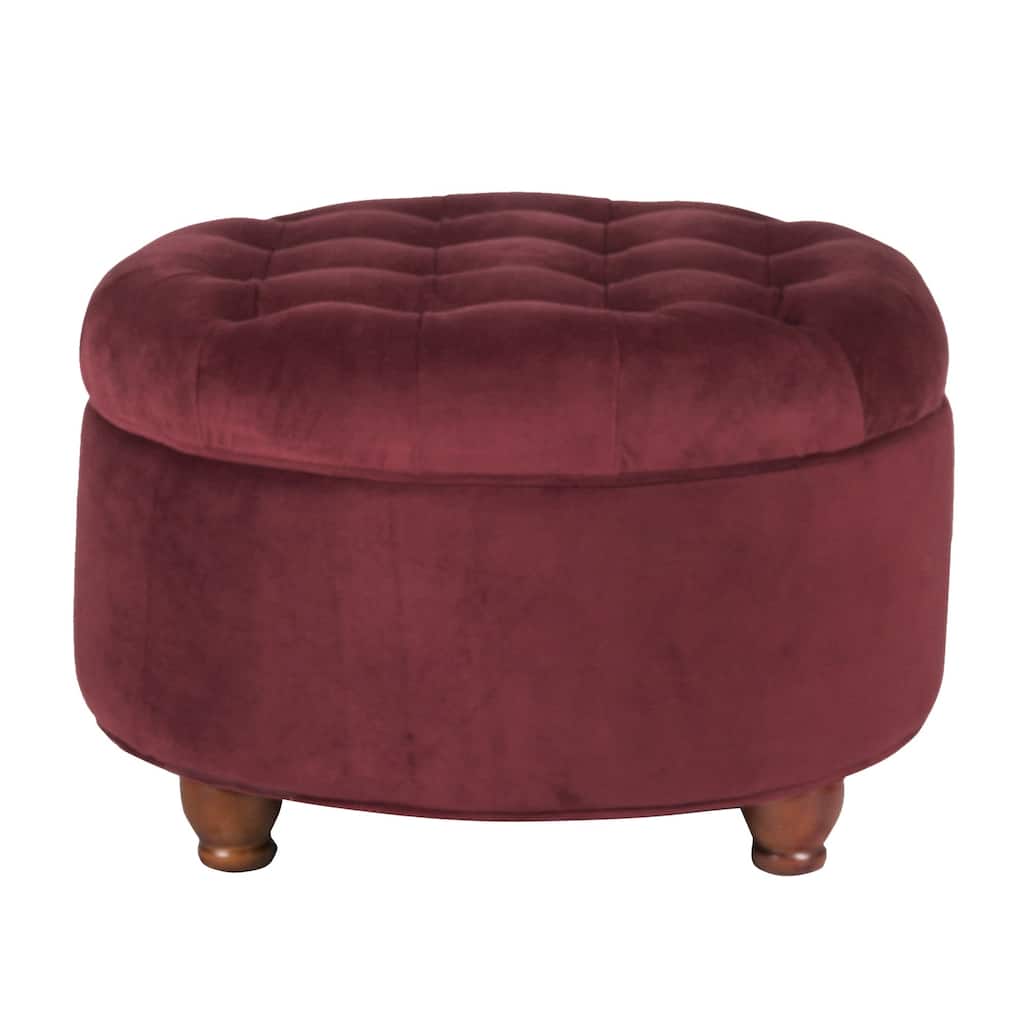 Velvet Upholstered Wooden Ottoman with Tufted Lift Off Lid Storage, Red