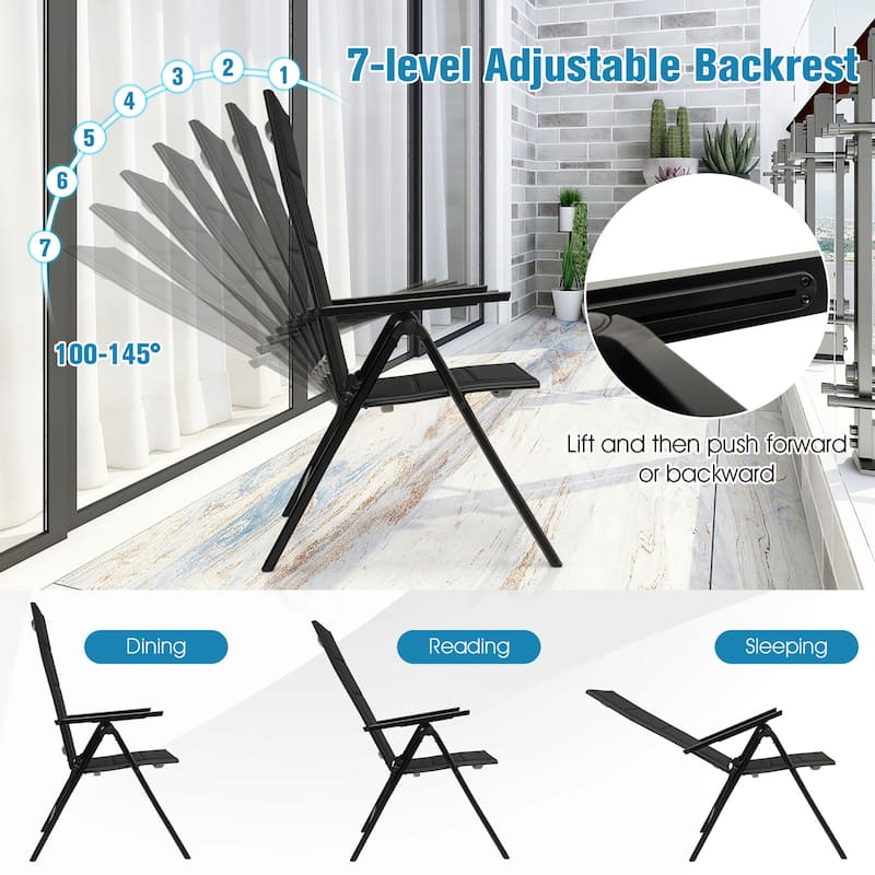 Gymax Patio Folding Chairs Lightweight Outdoor Dining Chairs w/ Padded