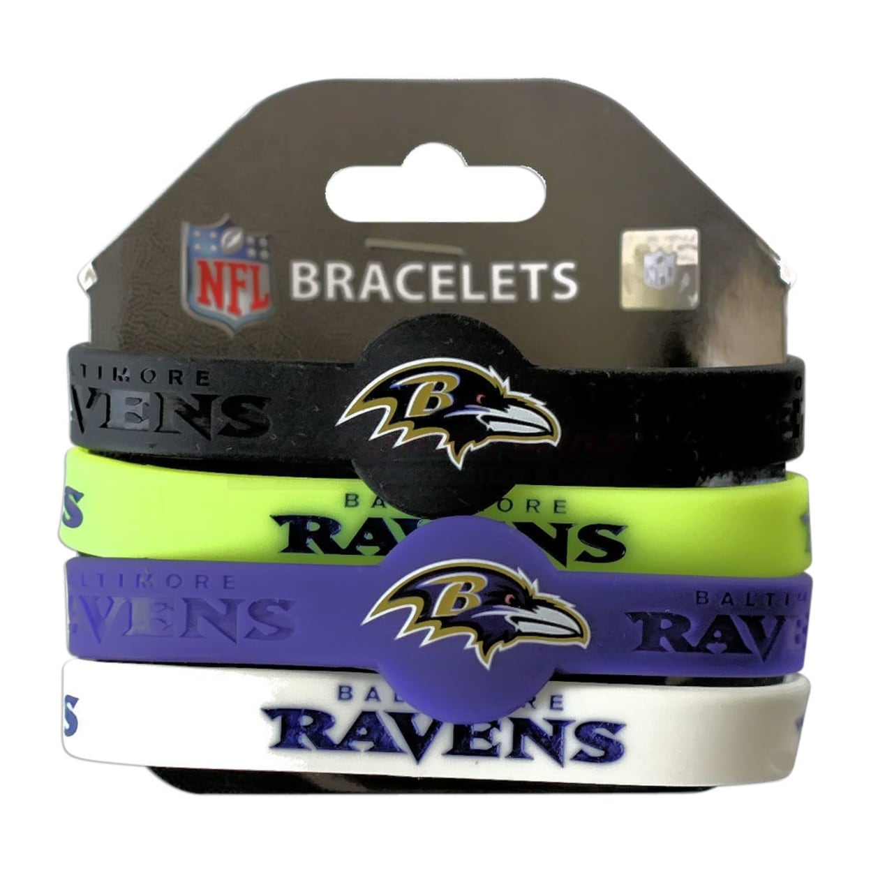 aminco Baltimore Ravens Silicone Rubber Wrist Band Bracelet Set of 4