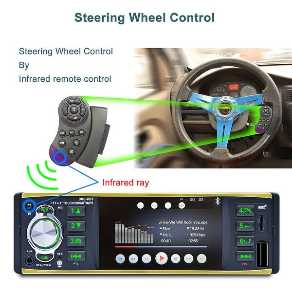 4.1/" HD 1DIN Stereo Car Radio MP5 Player Bluetooth FM Radio AUX USB SD TF Camera