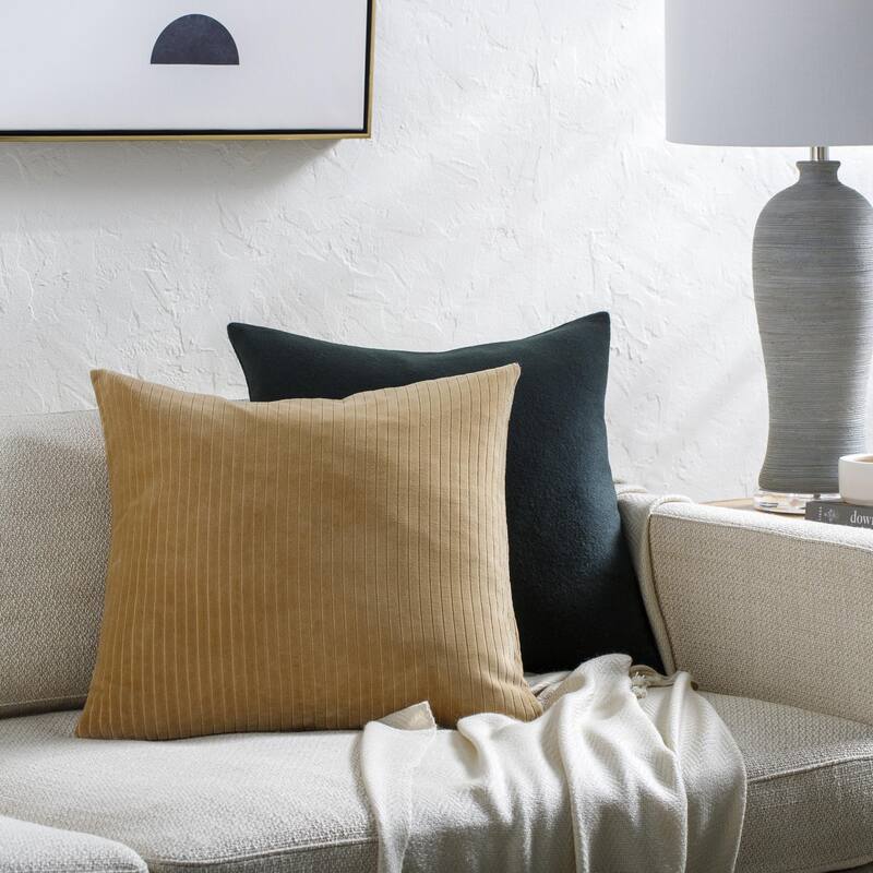 Tess Modern & Contemporary Solid Color Accent Pillow - 20"L x 20"W - Feather Down - Tan