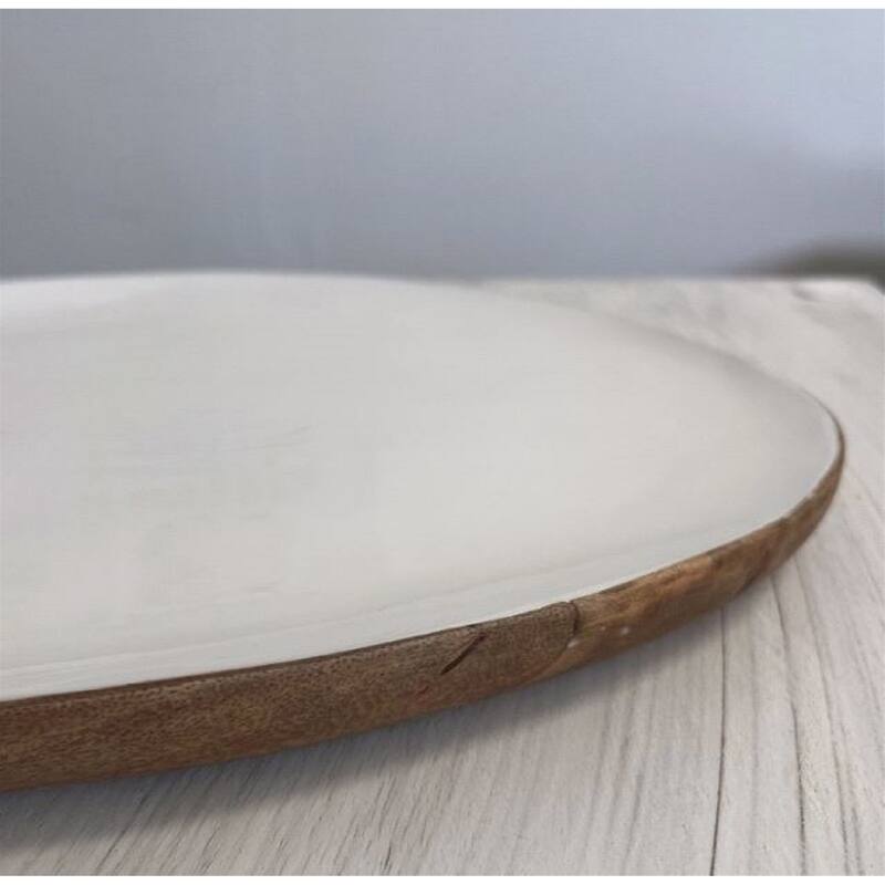 Lg Wooden Oval Platter White -ST - WHITE/NATURAL