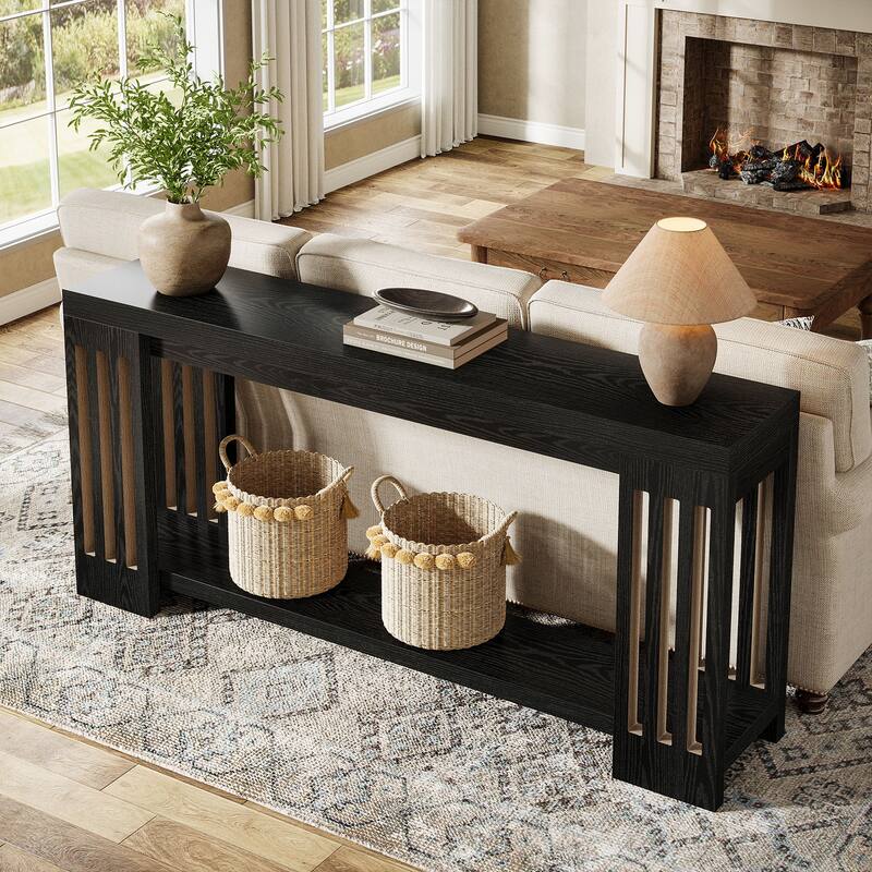 70.9-Inch Console Table, 2-Tier Sofa Table, Long Entryway Table for Living Room, Hallway, Entrance, Foyer