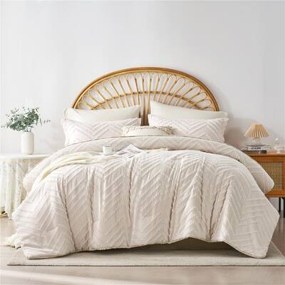 King Size 7 Piece Chevron Tufted Comforter Set