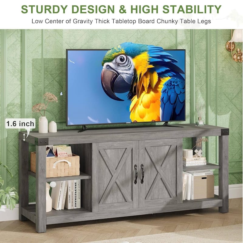 Farmhouse 60 Inch TV Stand for 65 Inch TV, Entertainment Center with Storage - N/A
