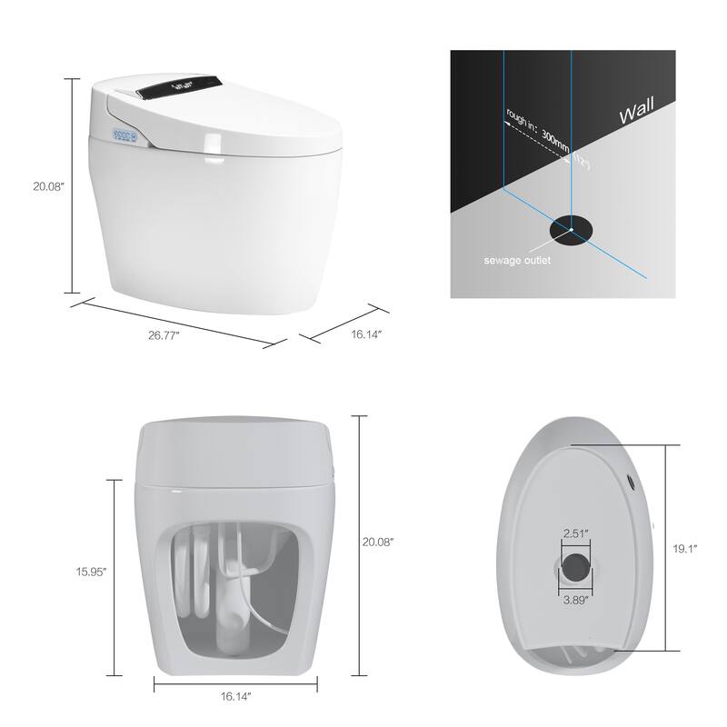 Smart Toilets with Heated Bidet Seat and Bidet Built - 27'' x 16''