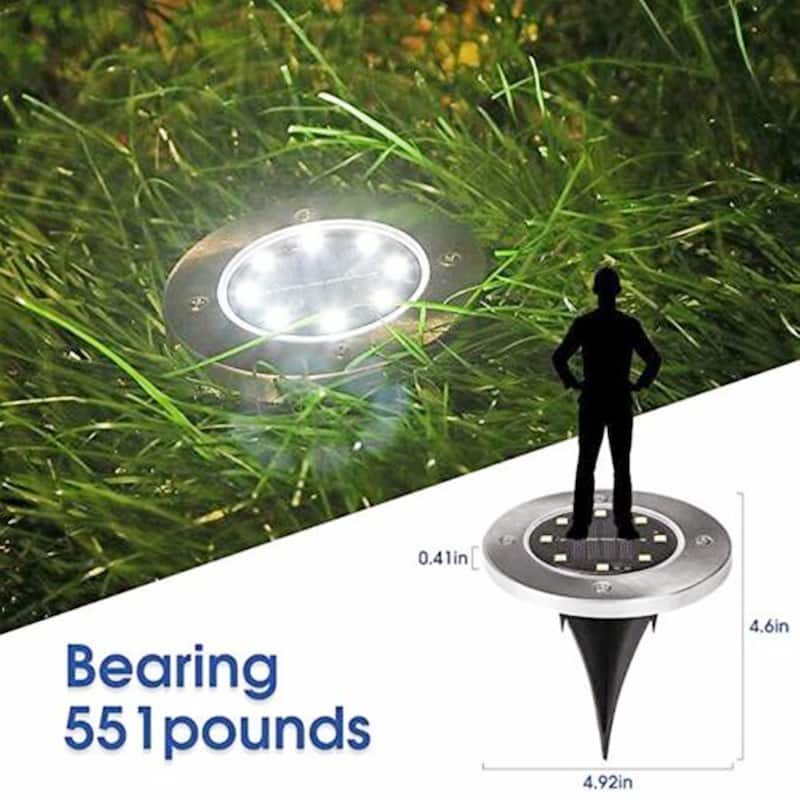 4 PACK Solar In Ground Lights Outdoor Buried Lamp Disk LED Lawn