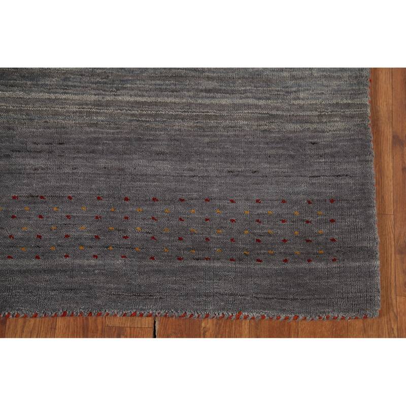 Gray Gabbeh Runner Rug Hand-Knotted Wool Carpet - 2'8"x 9'6"