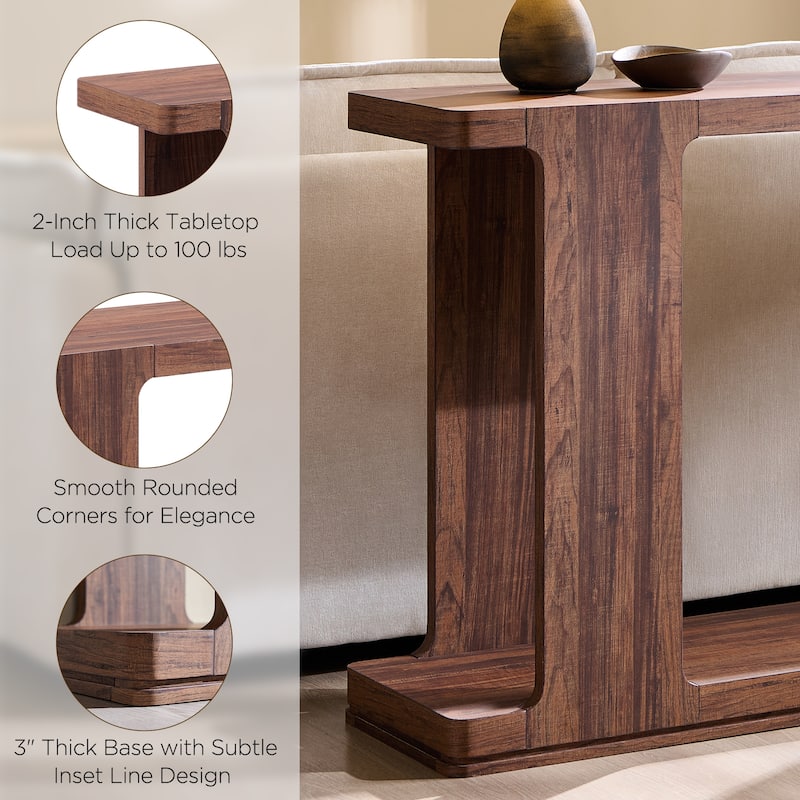 Modern 63" Entryway Console Table, Long Sofa Table with Curved Edge