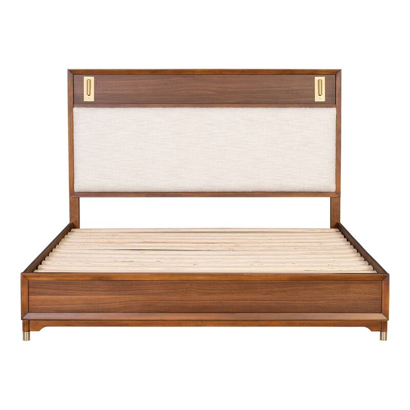 Furniture of America Forma Mid-Century Modern 3-Piece Walnut Solid Wood Platform Bedroom Set