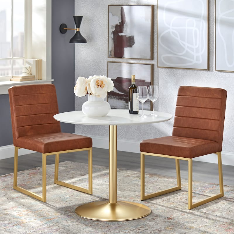 Lifestorey Chantel 3-piece Dining Set - Camel Brown Vegan Leather