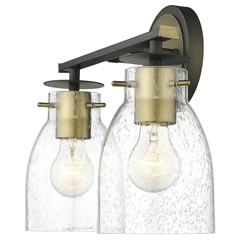 Shelby Oil Rubbed Bronze/ Antique Brass Bath/ Vanity Fixture w/ Clear Seedy Glass