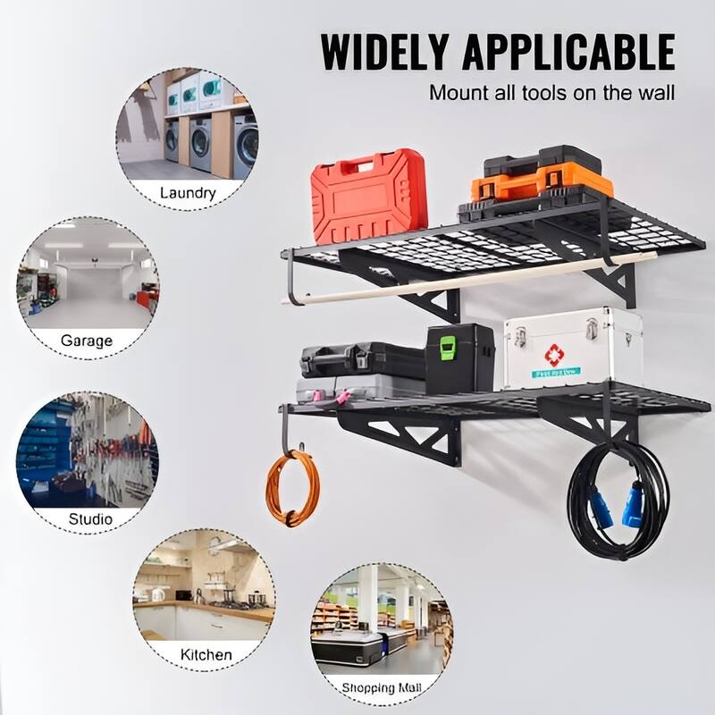 Wall Mounted Garage Shelves 2 Pack Heavy Duty Storage Rack