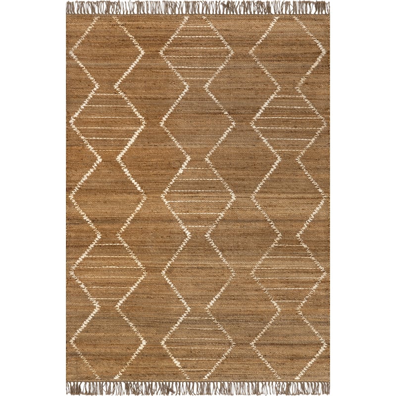 Nuloom Imaan Raised Geometric Jute Tasseled Area Rug