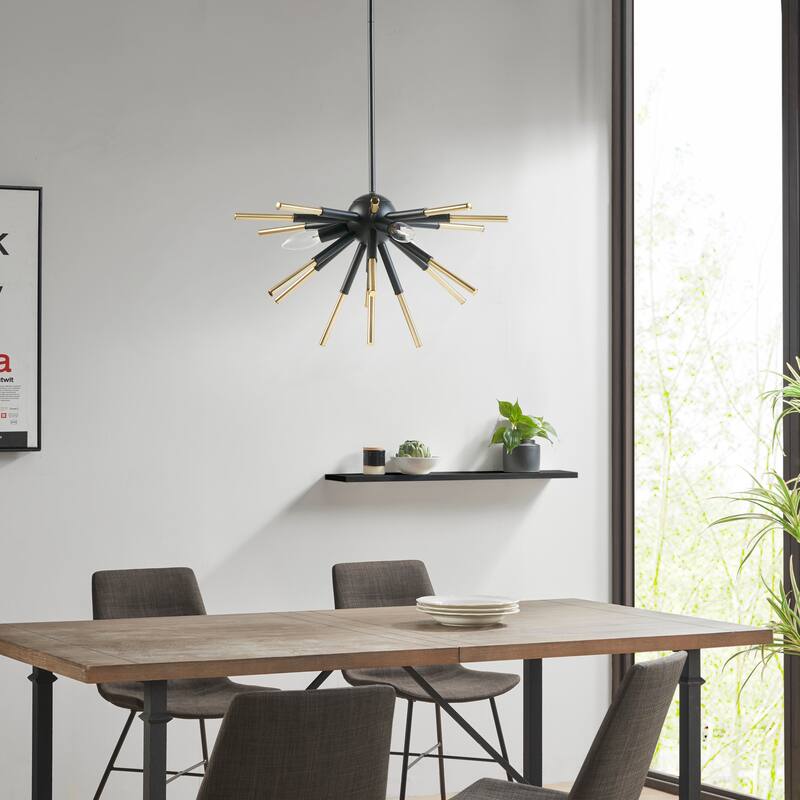 INK+IVY Ely 3-Light Spiked Chandelier - Matte Black /Gold