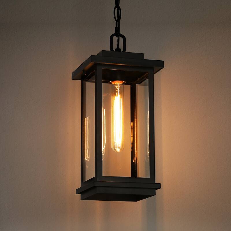 Modern Farmhouse Black 1-light Patio Outdoor Wall Sconce - L6.7"X W9.1" X H11.8"