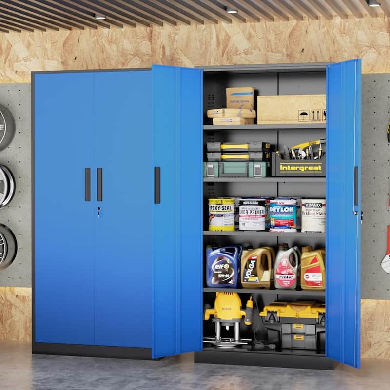 71'' H x 32'' W Metal Garage Storage Cabinet with Locking Doors and Adjustable Shelves