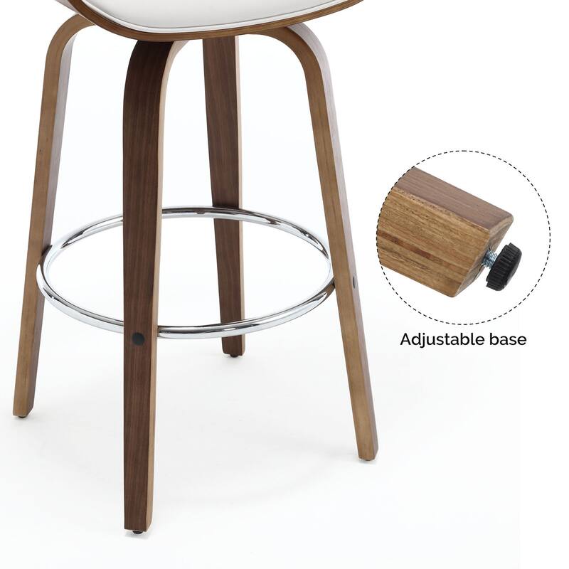 26"/29" Faux Leather Swivel Bar Stools, Wood Counter Stool