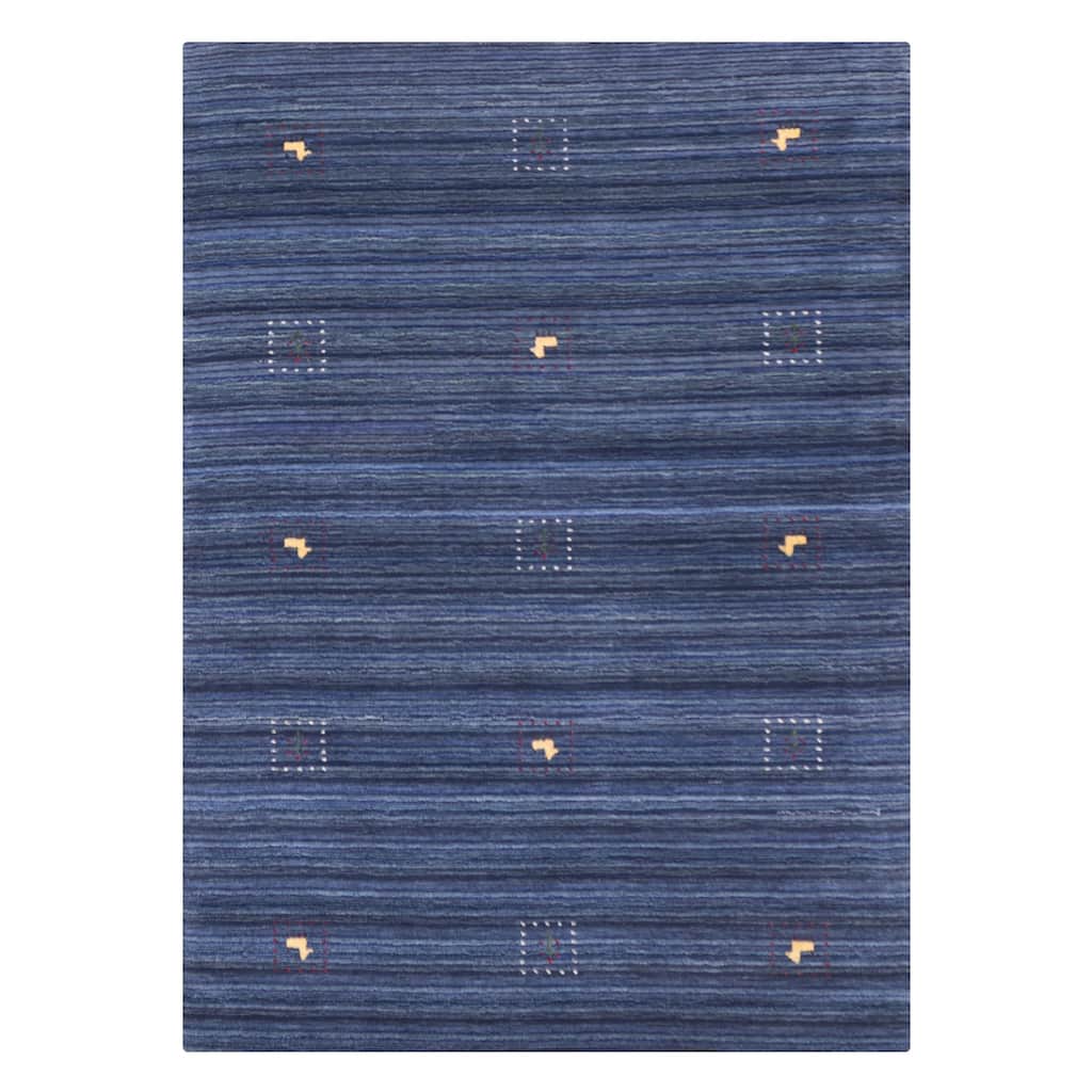 ECARPETGALLERY Hand Loomed Kashkuli Gabbeh Navy Wool Rug - 4'10 x 6'10