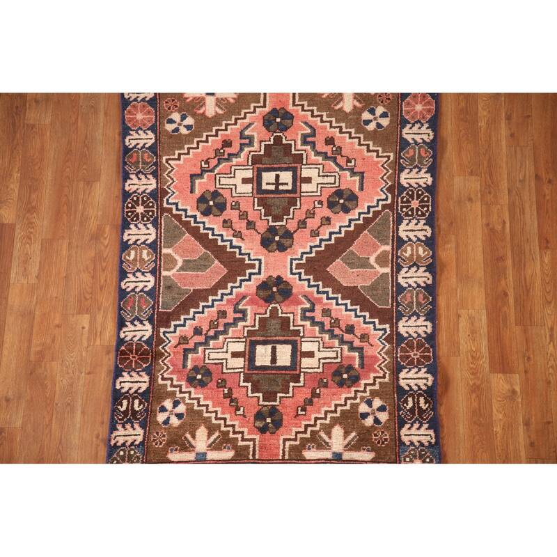 Tribal Bakhtiari Persian Vintage Area Rug Handmade Wool Carpet - 3'3"x 4'8"