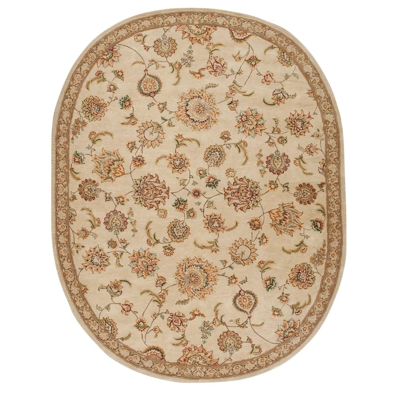 Nourison Nourison 2000 Bordered Area Rug - 7'6" x 9'6" Oval - Beige - Oval