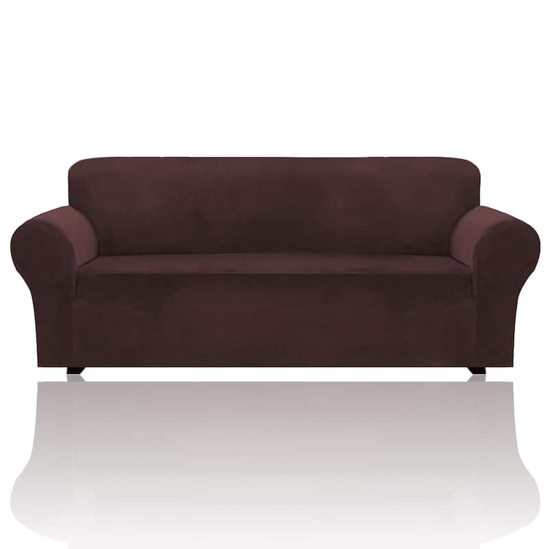 1-Piece Stretch Velvet Plush Sofa Slipcover