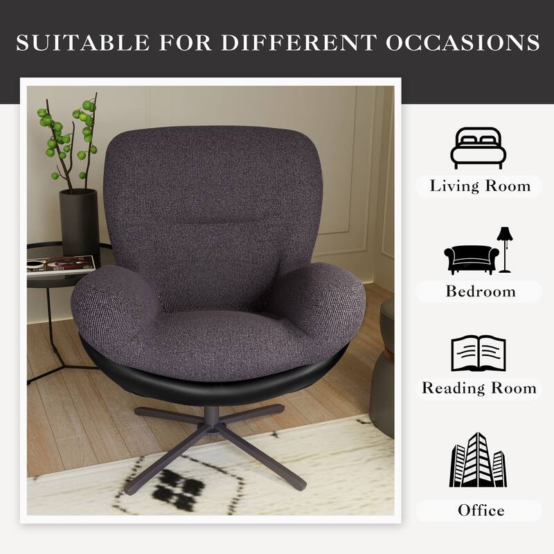 Modern Chenille 360° Swivel Office Chair with Metal Base Frame